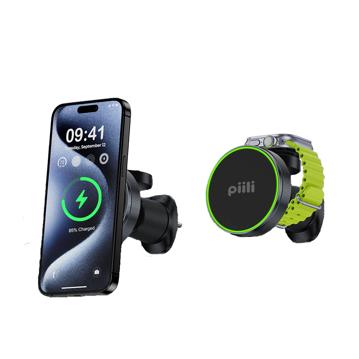 Piili 2 in 1 Manyetik Araç Tutucu Kablosuz Şarj Cihazı 6944629183758