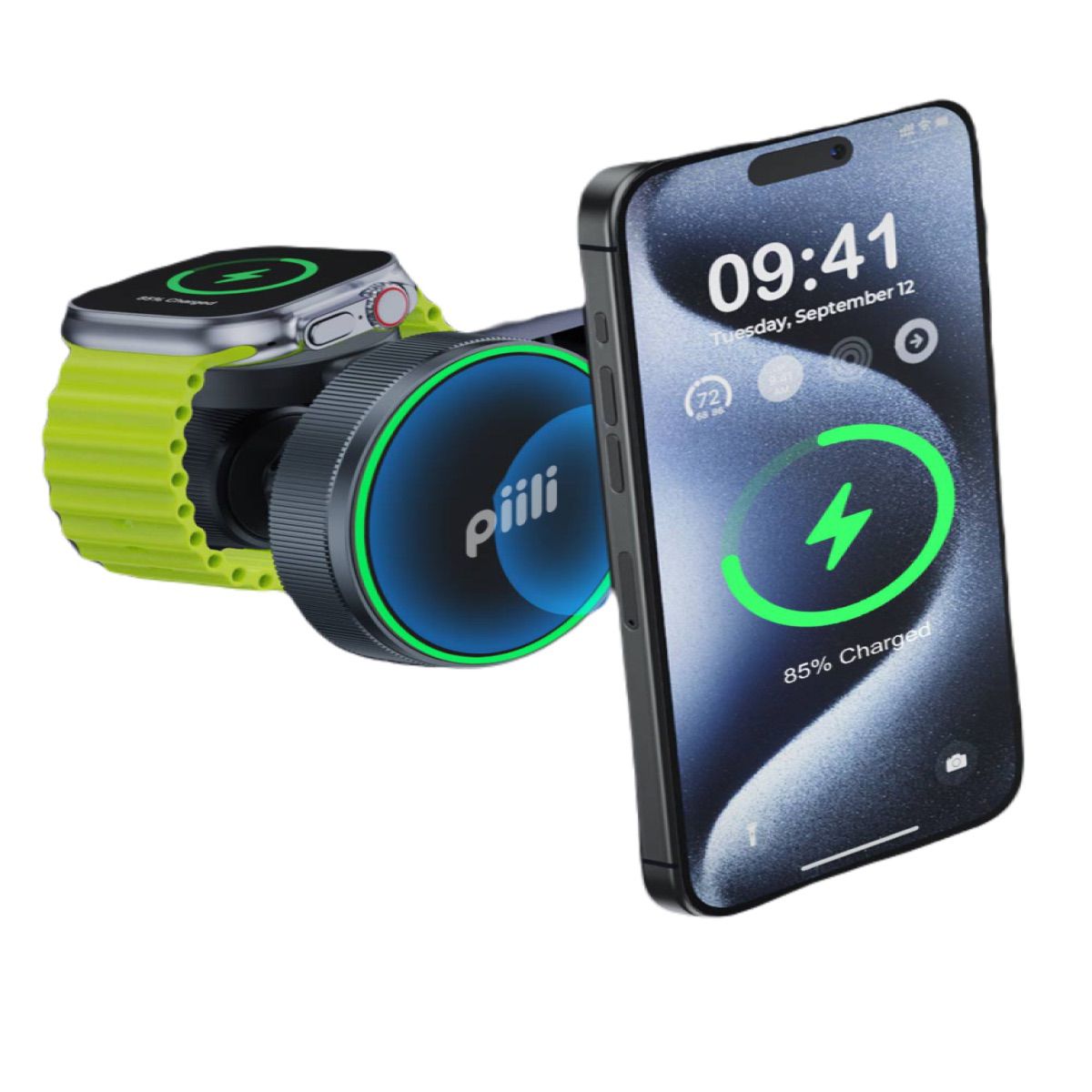 Piili 2 in 1 Manyetik Araç Tutucu Kablosuz Şarj Cihazı 6944629183758