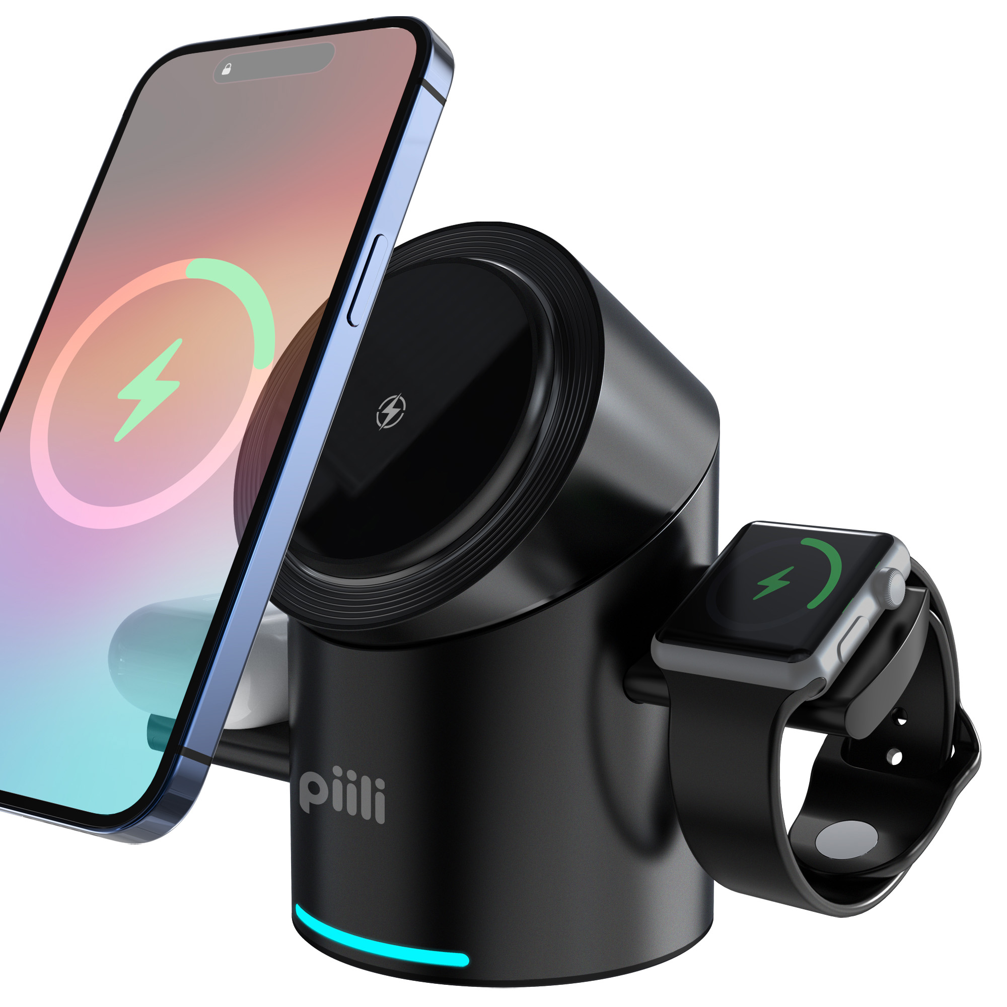 Piili 3 in 1 Kablosuz Şarj İstasyonu 6944629183857