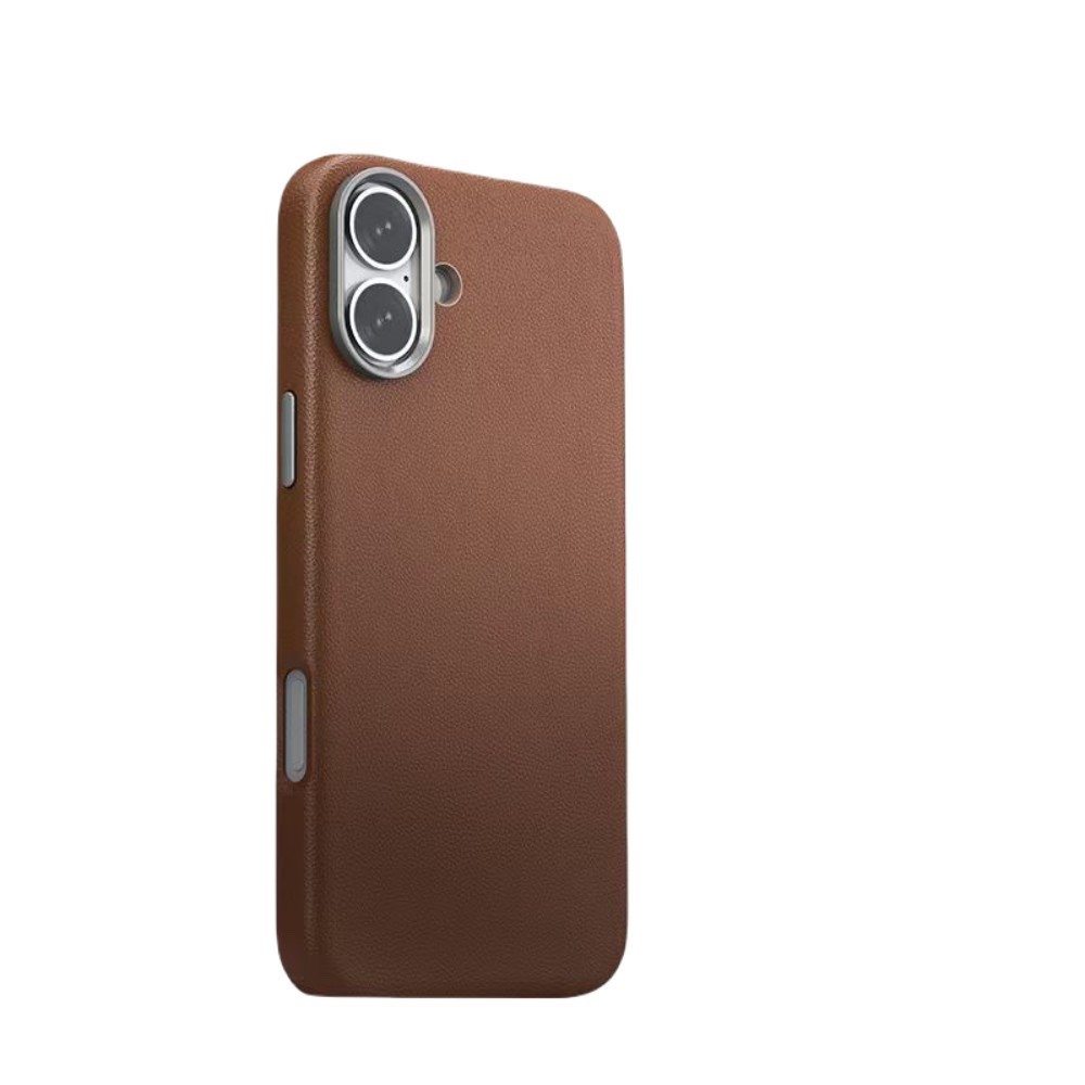 Piili iPhone 16 Deri Magsafe Kılıf - Kahverengi 6944629185233