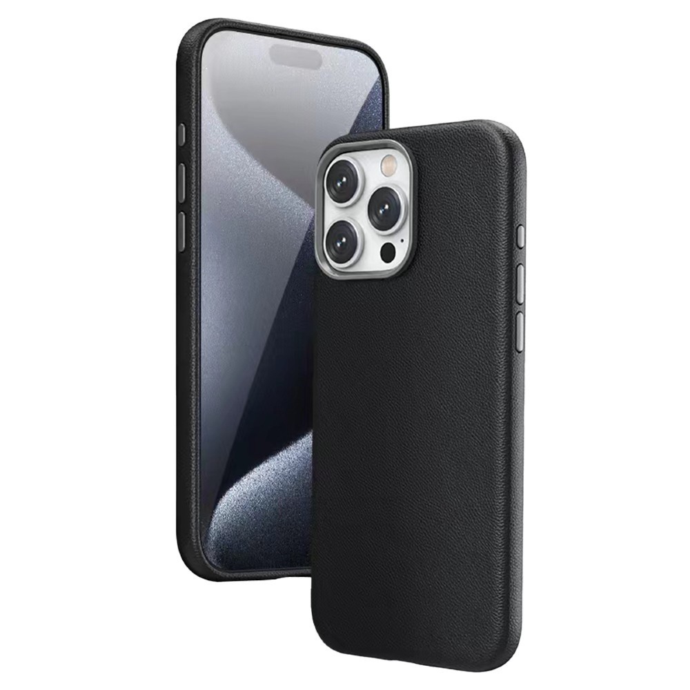 Piili iPhone 16 Pro Deri Magsafe Kılıf - Siyah 6944629185295