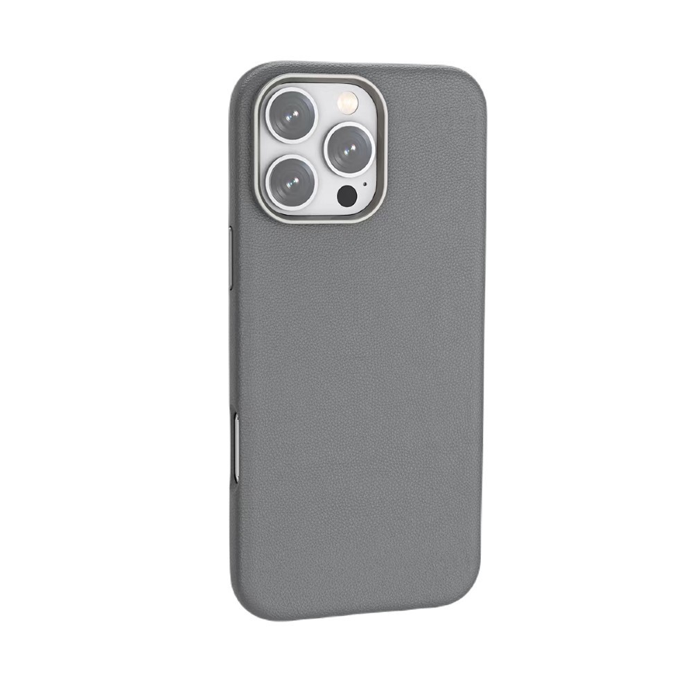 Piili iPhone 16 Pro Max Deri Magsafe Kılıf - Gri 6944629185417