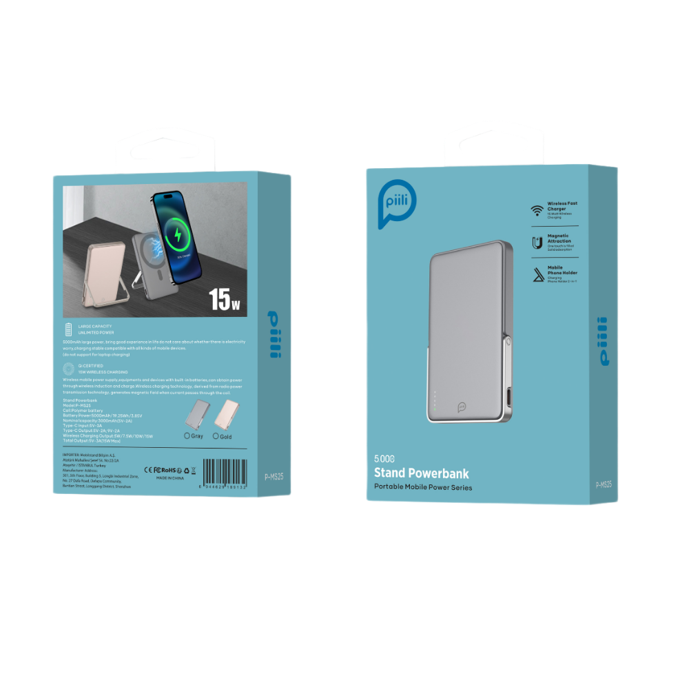 Piili Standlı MagSafe Powerbank 5.000 Mah Grey 6944629189132