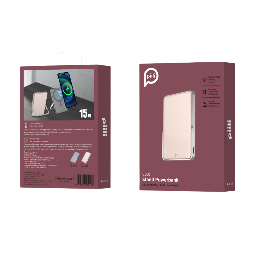 Piili Standlı MagSafe Powerbank 5.000 Mah Gold 6944629189538