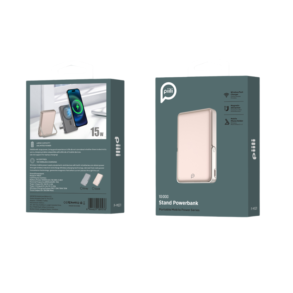 Piili Standlı MagSafe Powerbank 10.000 Mah Gold 6944629189552