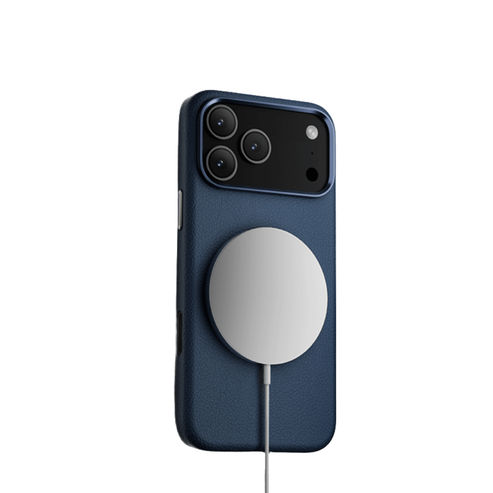 Piili ıPhone 17 Pro Leather Magsafe Kılıf Mavi 6944629195430