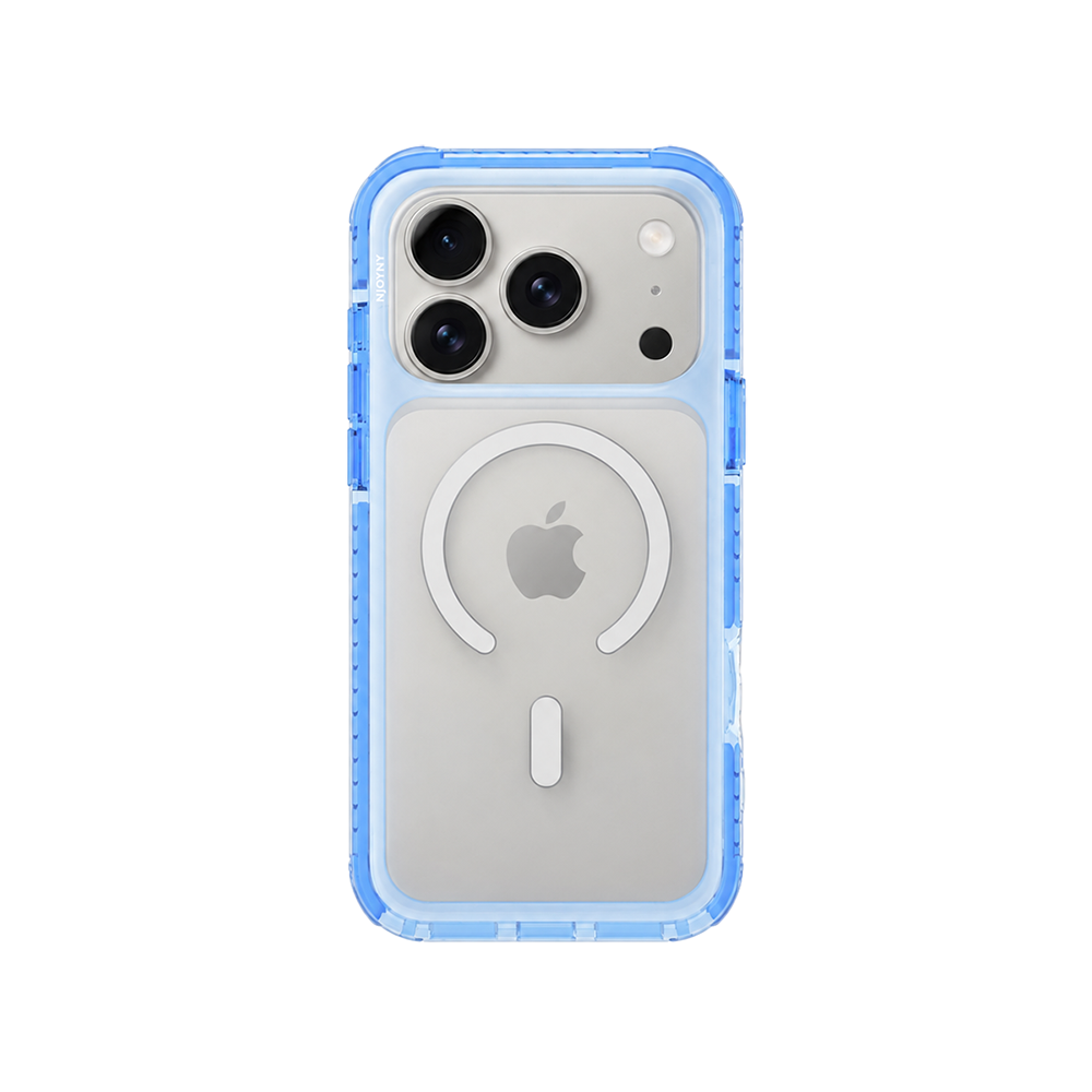 Njoyny Combat 3 Katmanlı iPhone 18 Pro MagSafe Kılıf - Buzul Mavi 6944629213639