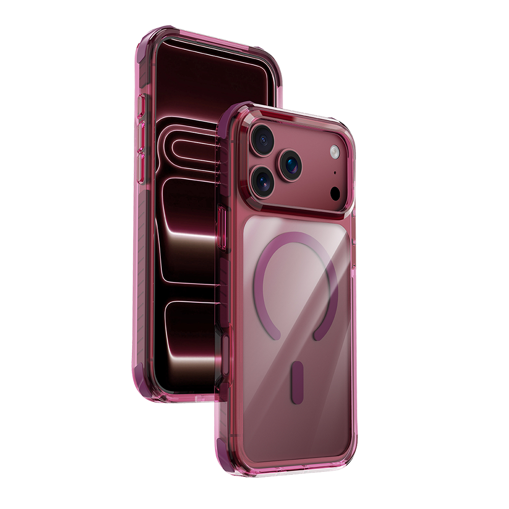 Njoyny Combat 3 Katmanlı iPhone 18 Pro MagSafe Kılıf - Bordo 6944629213752