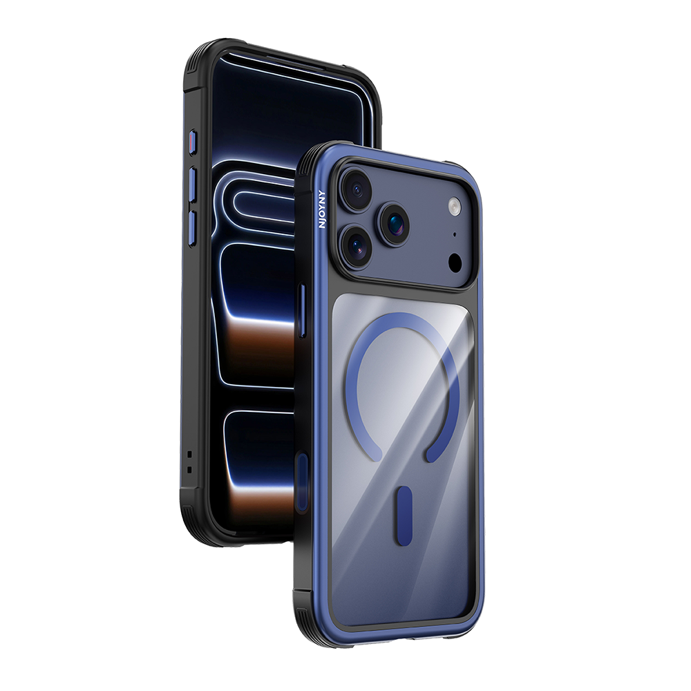 Njoyny Steel Armor iPhone 18 Pro MagSafe Kılıf - Mavi 6944629214155