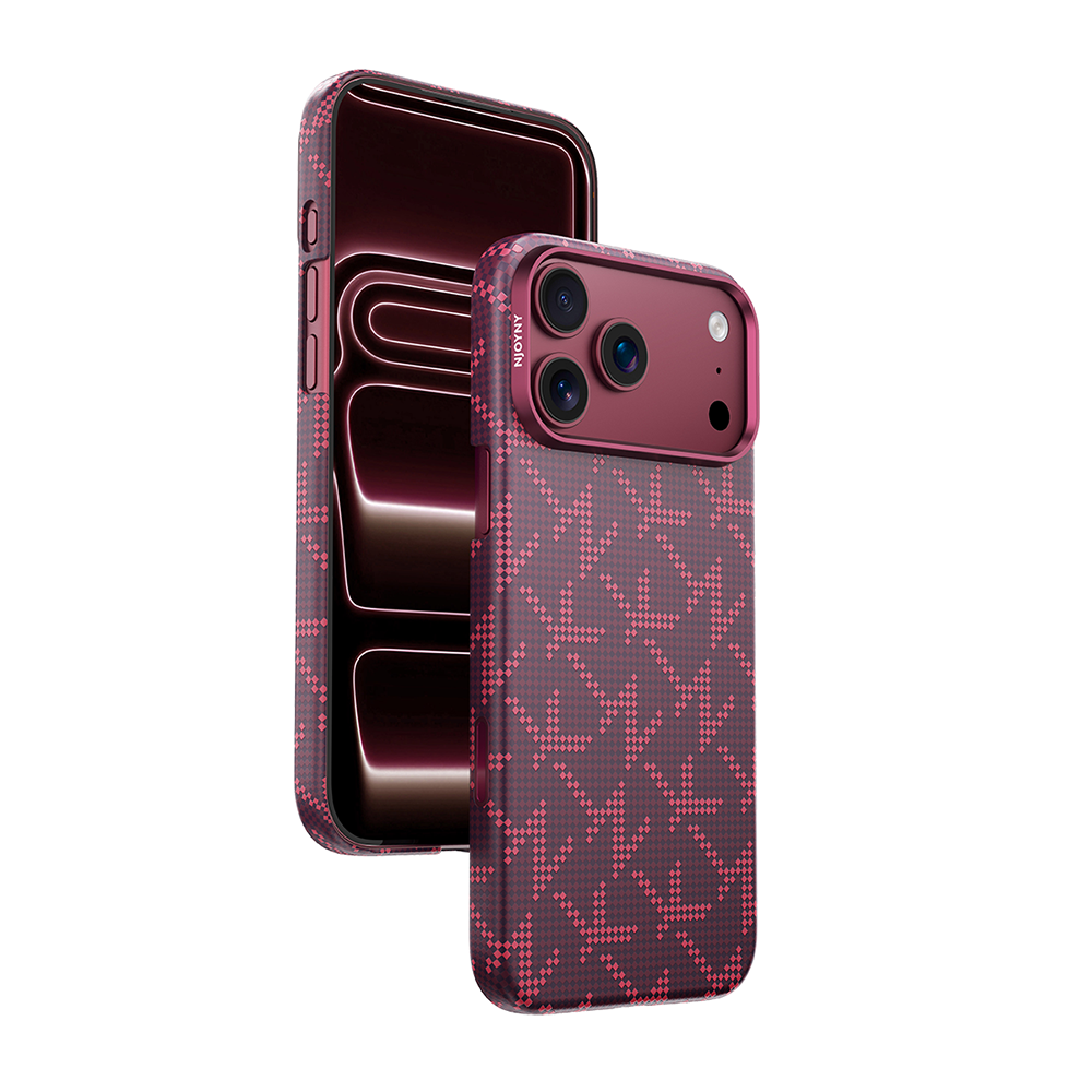 Njoyny AI Kevlar NY iPhone 18 Pro Max MagSafe Kılıf - Bordo 6944629214919