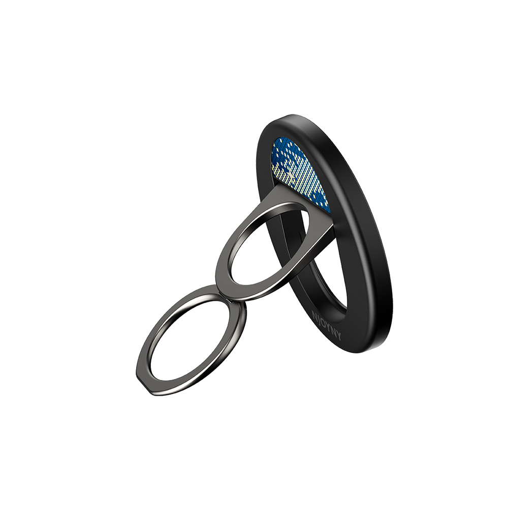  Njoyny Double Ring Fiber Stars 360° Döner Standlı Kılıf - Mavi 6944629215053