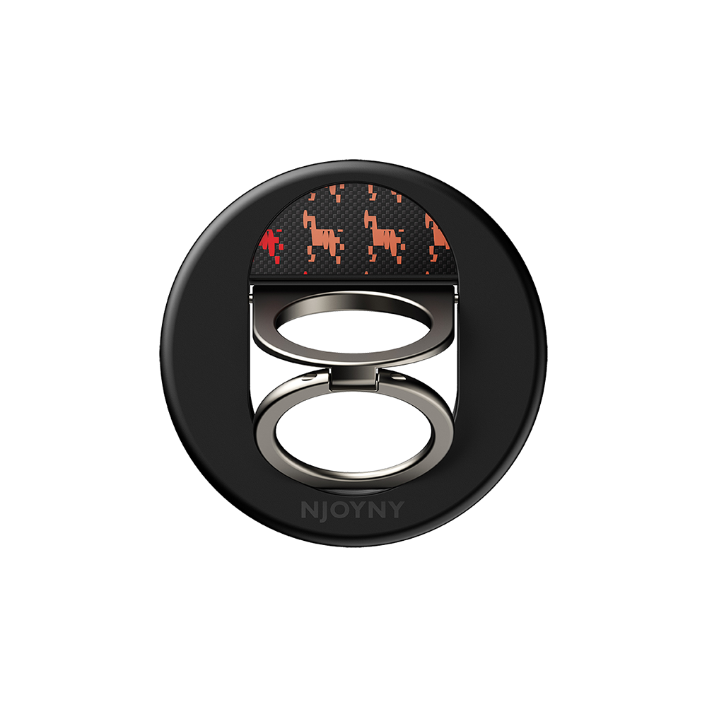 Njoyny Double Ring Fiber Rides Standlı Kılıf - Turuncu 6944629215114