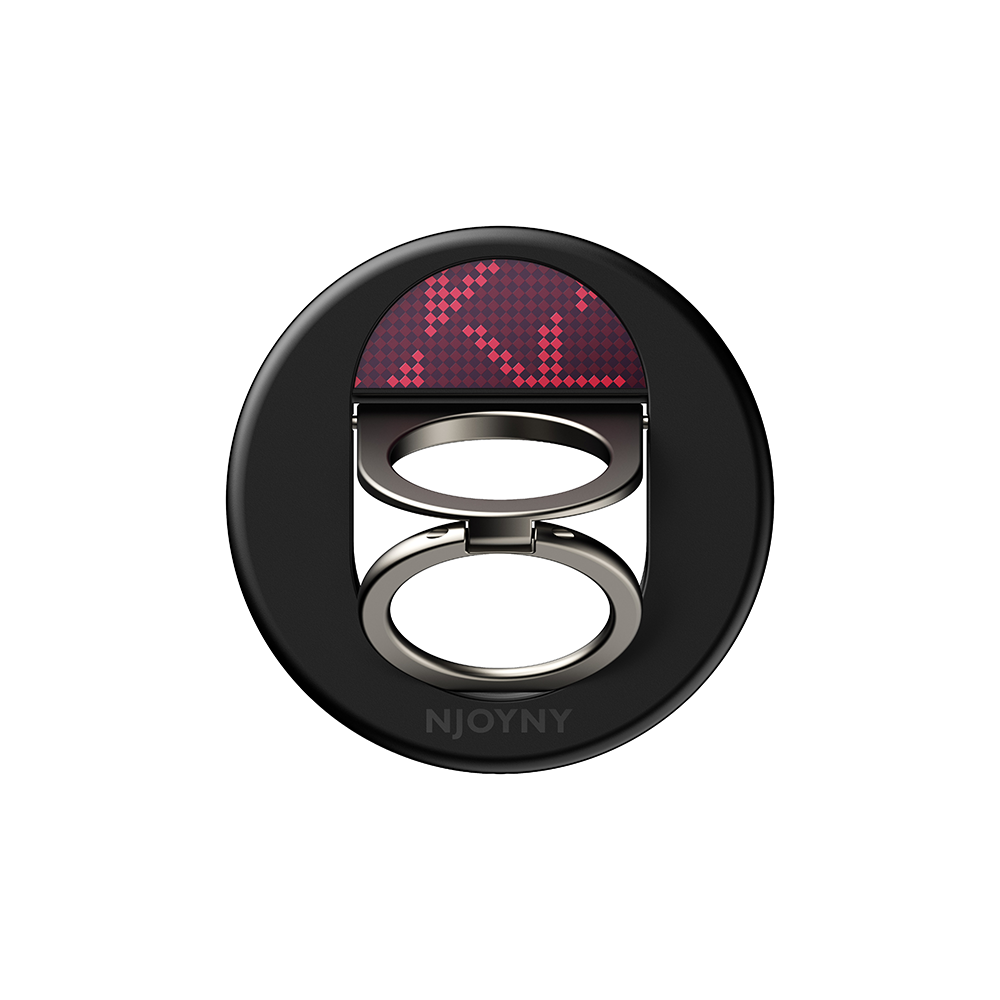  Njoyny Double Ring Fiber 360° Döner Standlı Kılıf - Bordo 6944629215152