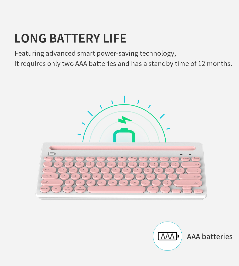 FD Three Bluetooth Klavye - Beyaz Pembe 6957659005433