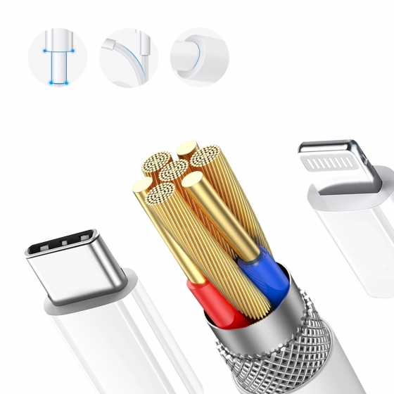 Blogy PD Type-C / Lightning Şarj Kablosu -  Beyaz 6959633504598