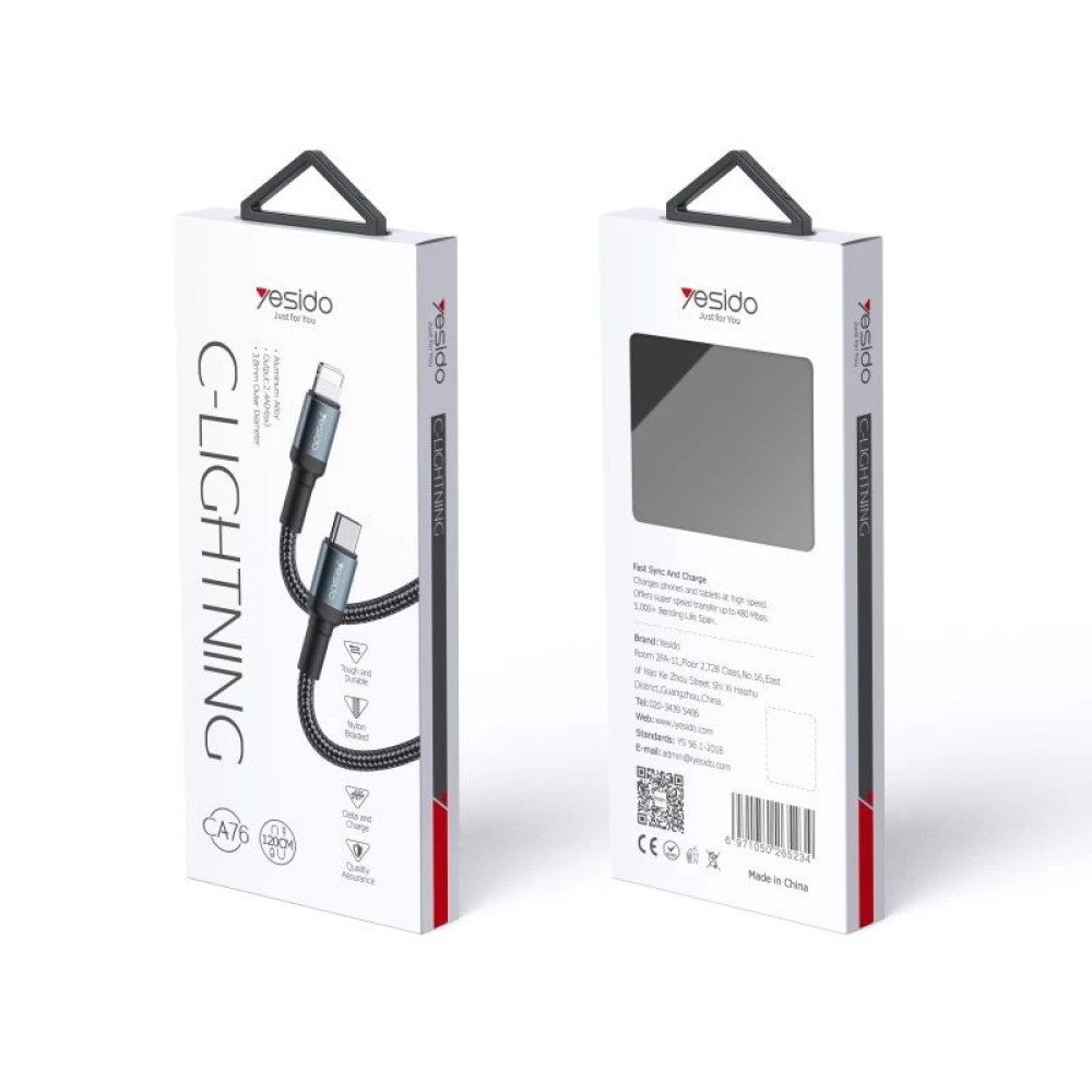 Yesido 1.2M 20W Type-C to Lightning PD Hızlı Şarj  6971050265234