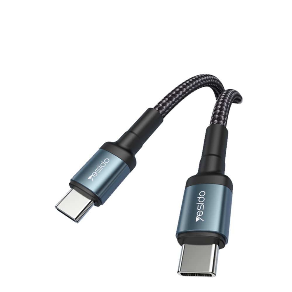 Yesido 1.2M 60W Hasırlı Type-C to Type-C PD Hızlı Şarj Kablosu - Siyah 6971050265258
