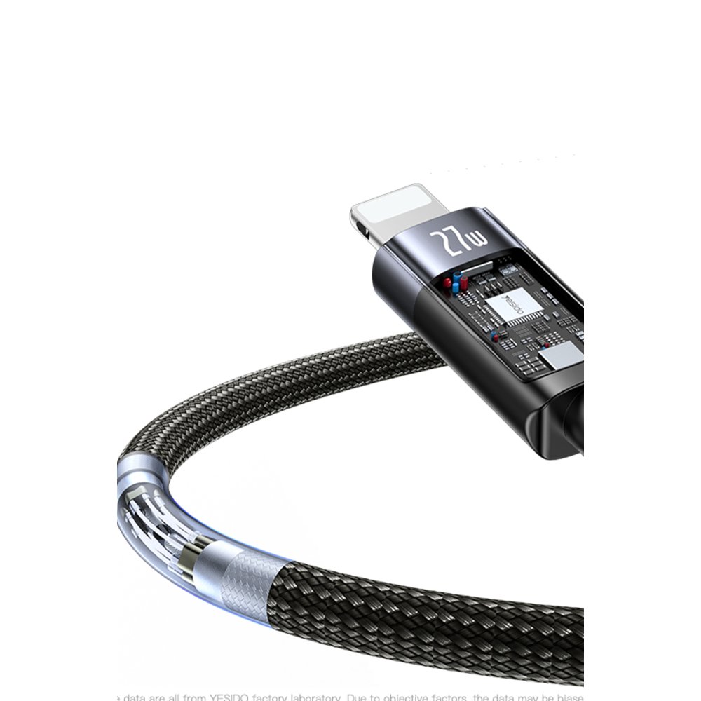 Yesido 1.2M 27W Type-C to Lightning Kablo - Siyah 6971050266200