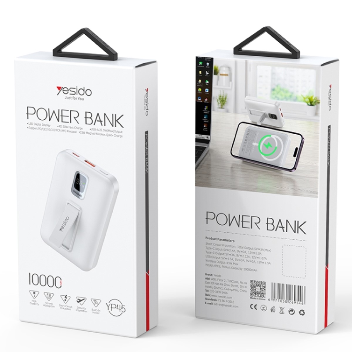 Yesido Standlı Magsafe Powerbank 10000 mAh-Siyah 6971050269546