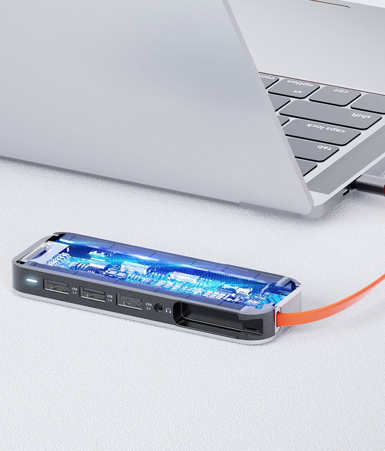 Rock Multi Fonksiyon 8 in 1 Type-C Dönüştürücü 6972626345749