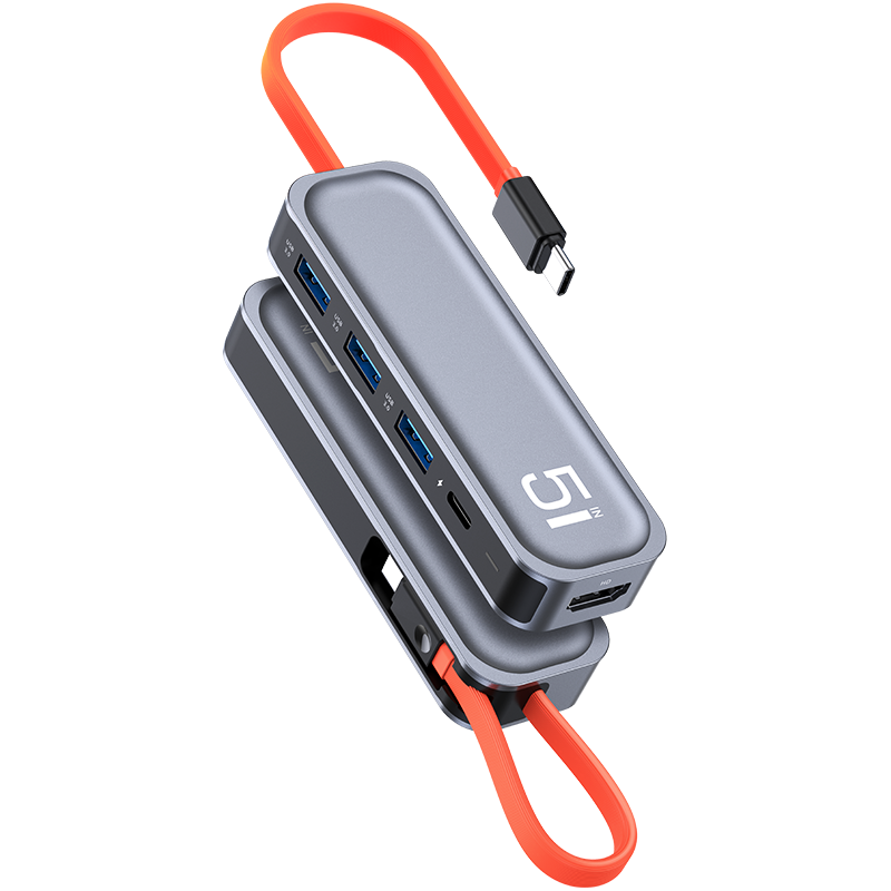 Rock Multi Fonksiyon 5 in 1 Type-C Dönüştürücü 6972626345756