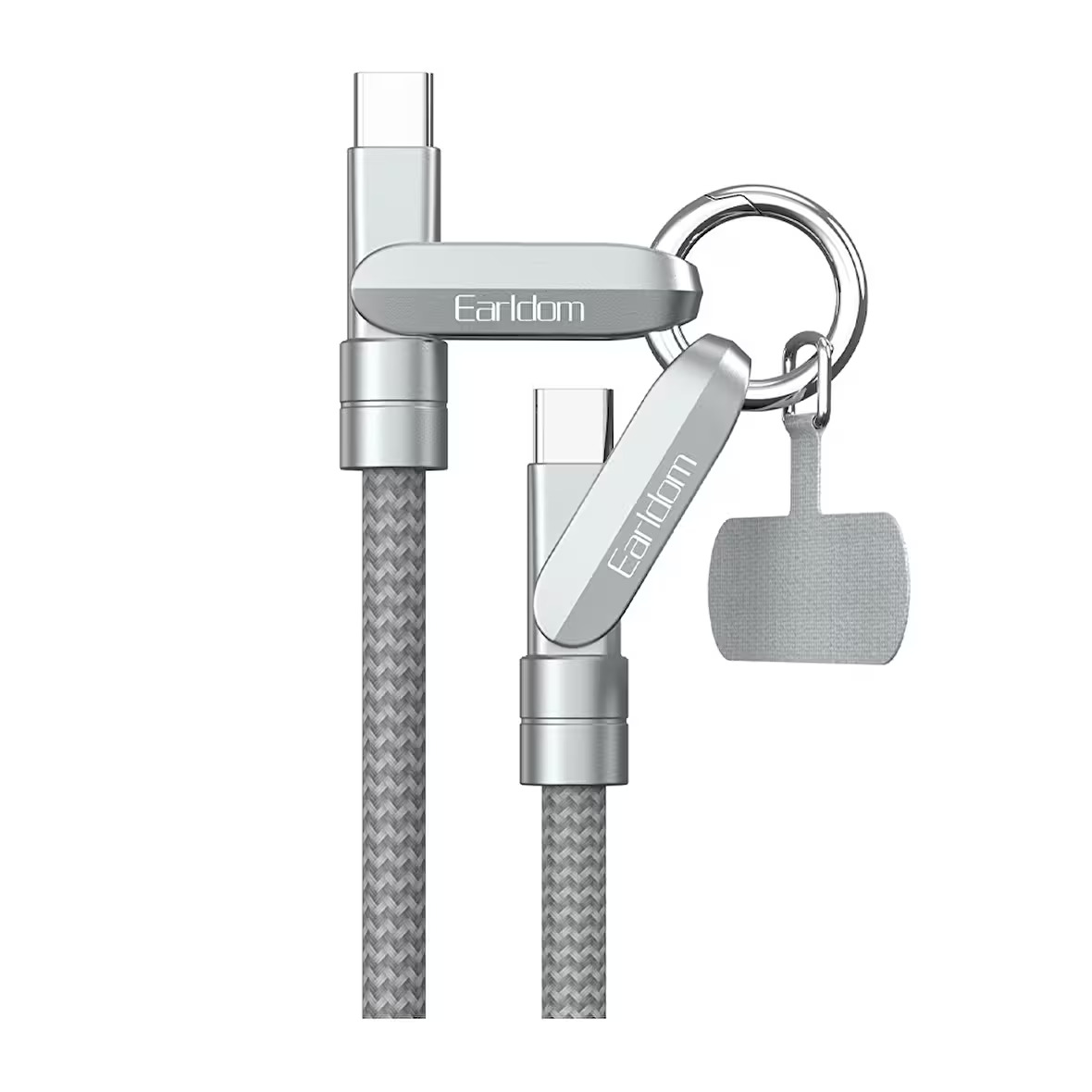 Earldom 1M 60W Type-C Askısılı PD Şarj Kablo-Gümüş 6973232087627