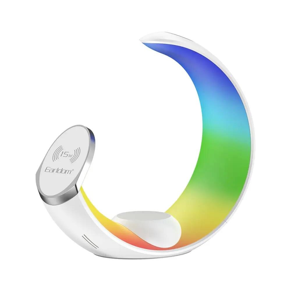 Earldom 15W RGB Kablosuz Şarj Standı - Beyaz 6973232088631