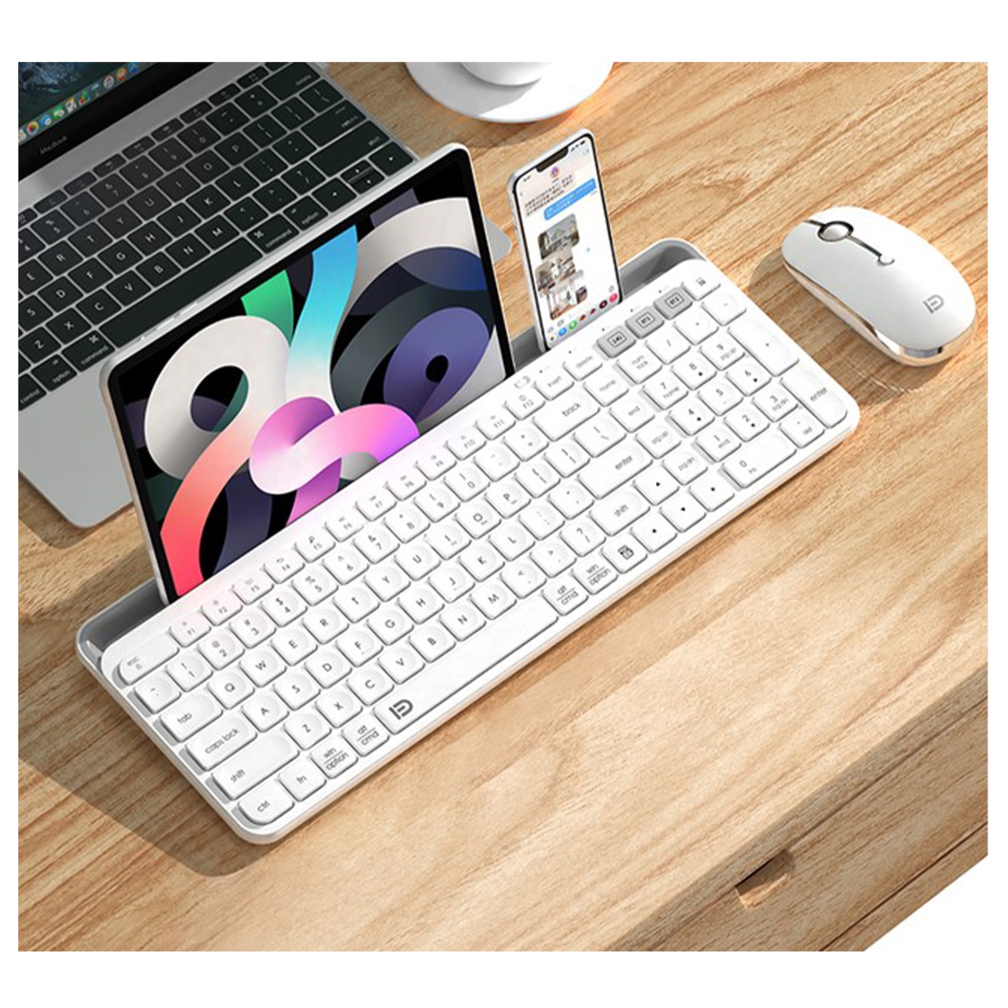 FD 2.4G WiFi/BT 3.0 & BT5.0 Dual Mod Klavye-Beyaz 6973709120574