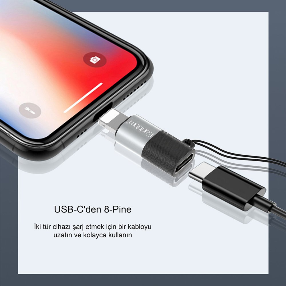 Earldom Type-C to Lightning Dönüştürücü - Gümüş 6973965933345