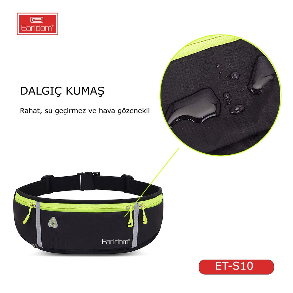 Earldom Su Geçirmez Fosforlu Spor Çantası-Siyah 6973965935066