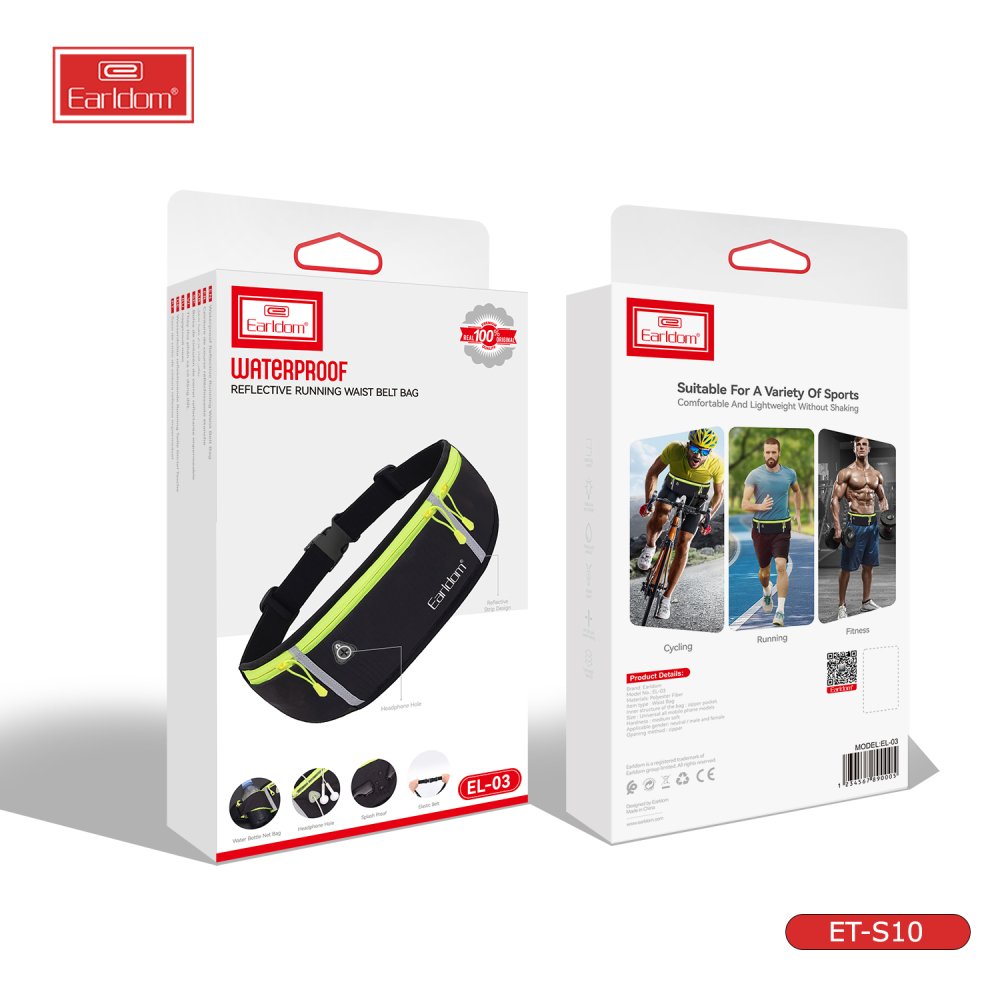 Earldom Su Geçirmez Fosforlu Spor Çantası-Siyah 6973965935066