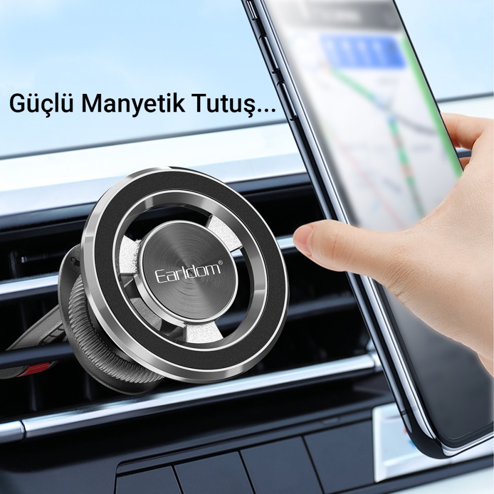 Earldom Manyetik Magsafe Araç Tutucu - Siyah 6973965935684