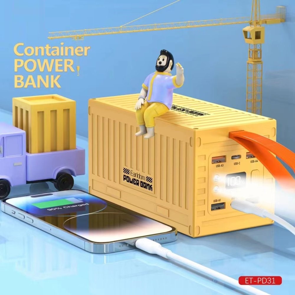 Earldom 60000 mAh Dijital Hızlı Powerbank-Sarı 6973965935820