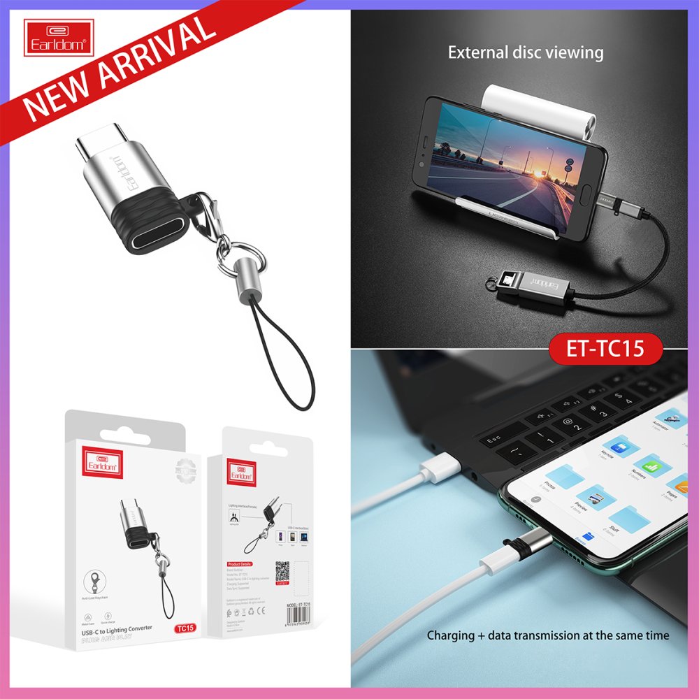 Earldom Type-C to Lightning Dönüştürücü - Gümüş 6973965939033