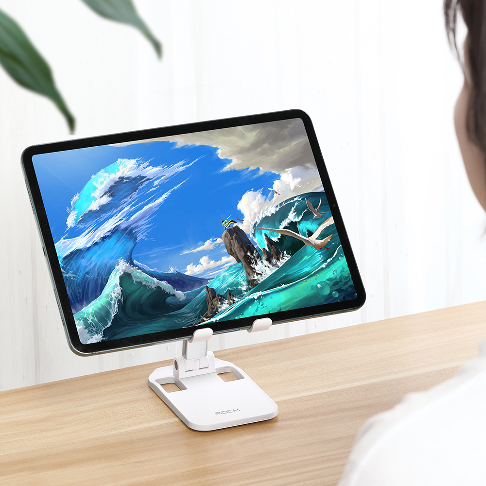 Rock Masaüstü Foldable iPhone & iPad Standı -Beyaz 6974282125277