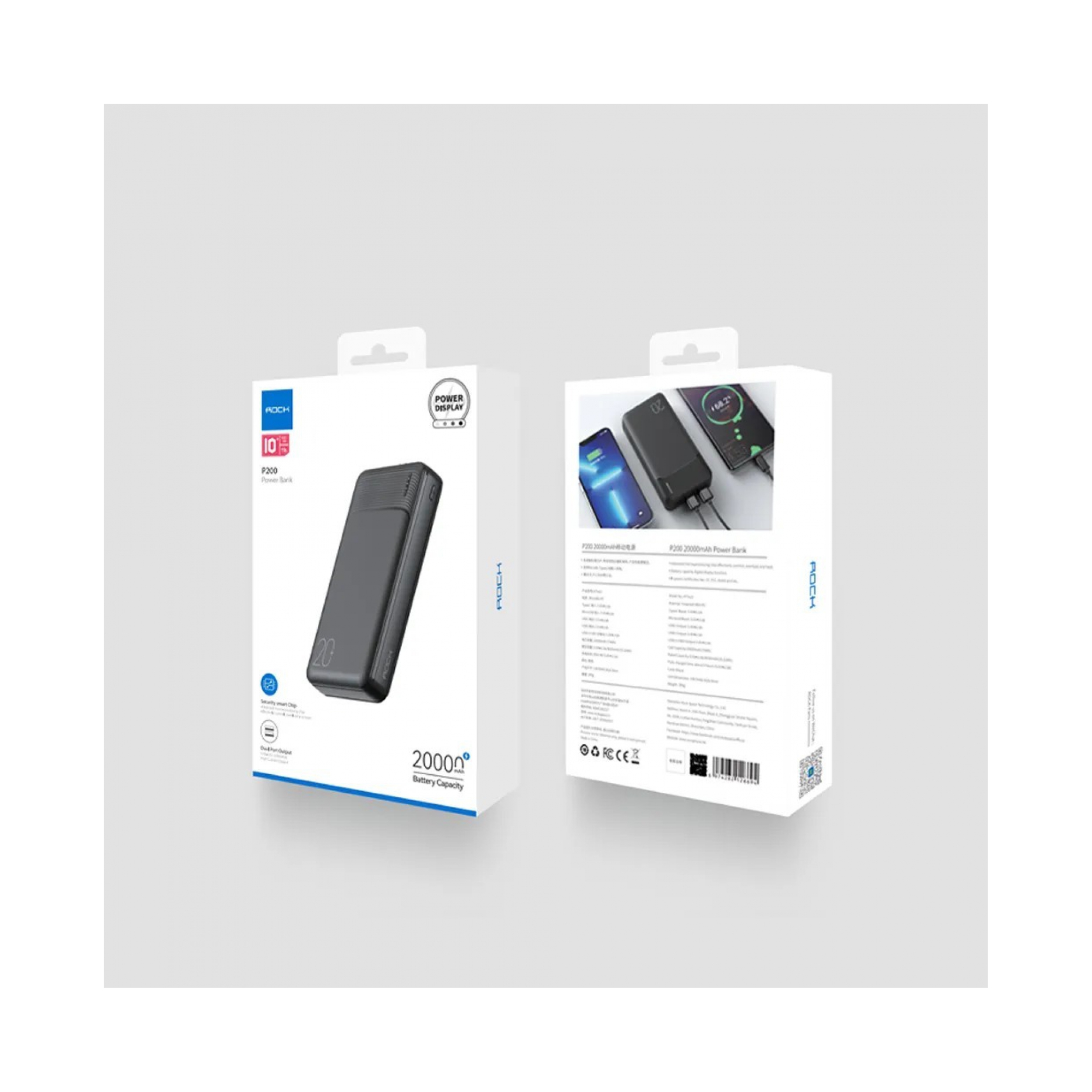 Rock PD Hızlı Şarj 20000 mAh PowerBank - Siyah 6974282126687