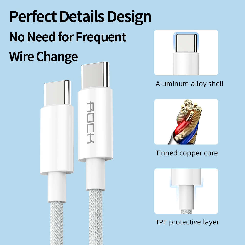 Rock 100W Type-C 5A PD 2 Mt. Şarj ve Data Kablosu 6974282127882