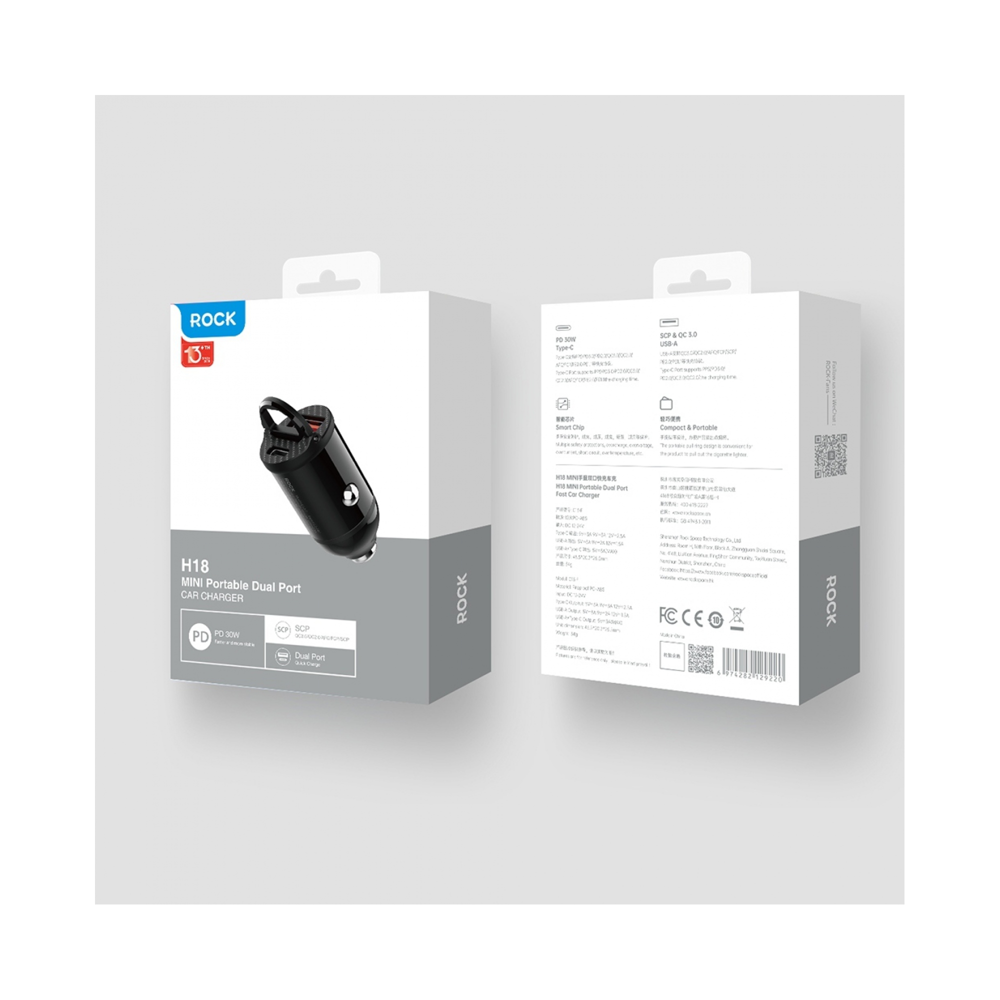 Rock 30W PD Hızlı Araç Şarj Cihazı - Siyah 6974282129220