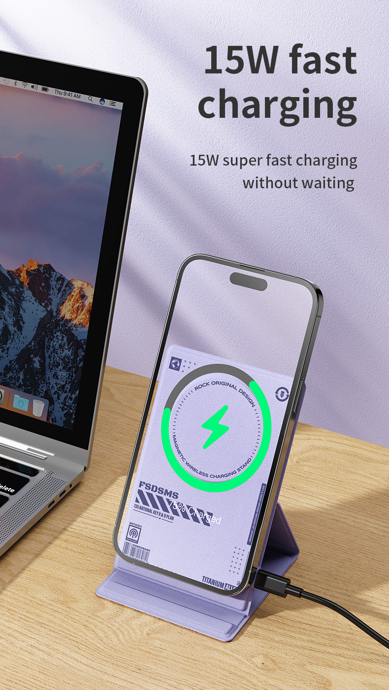 Rock MagSafe Standlı Kablosuz Şarj Cihazı - Beyaz 6975653080737