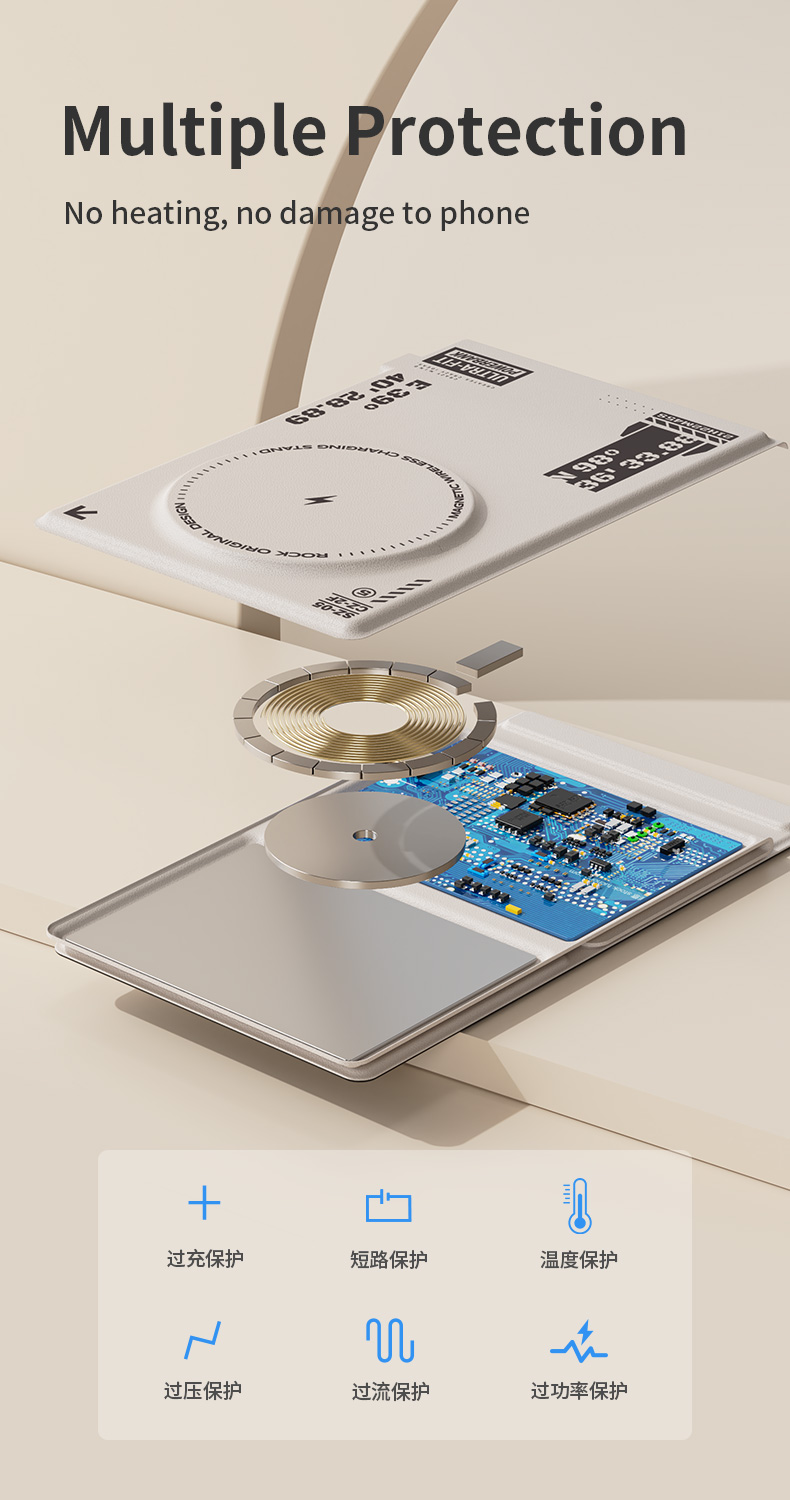 Rock MagSafe Standlı Kablosuz Şarj Cihazı - Beyaz 6975653080737