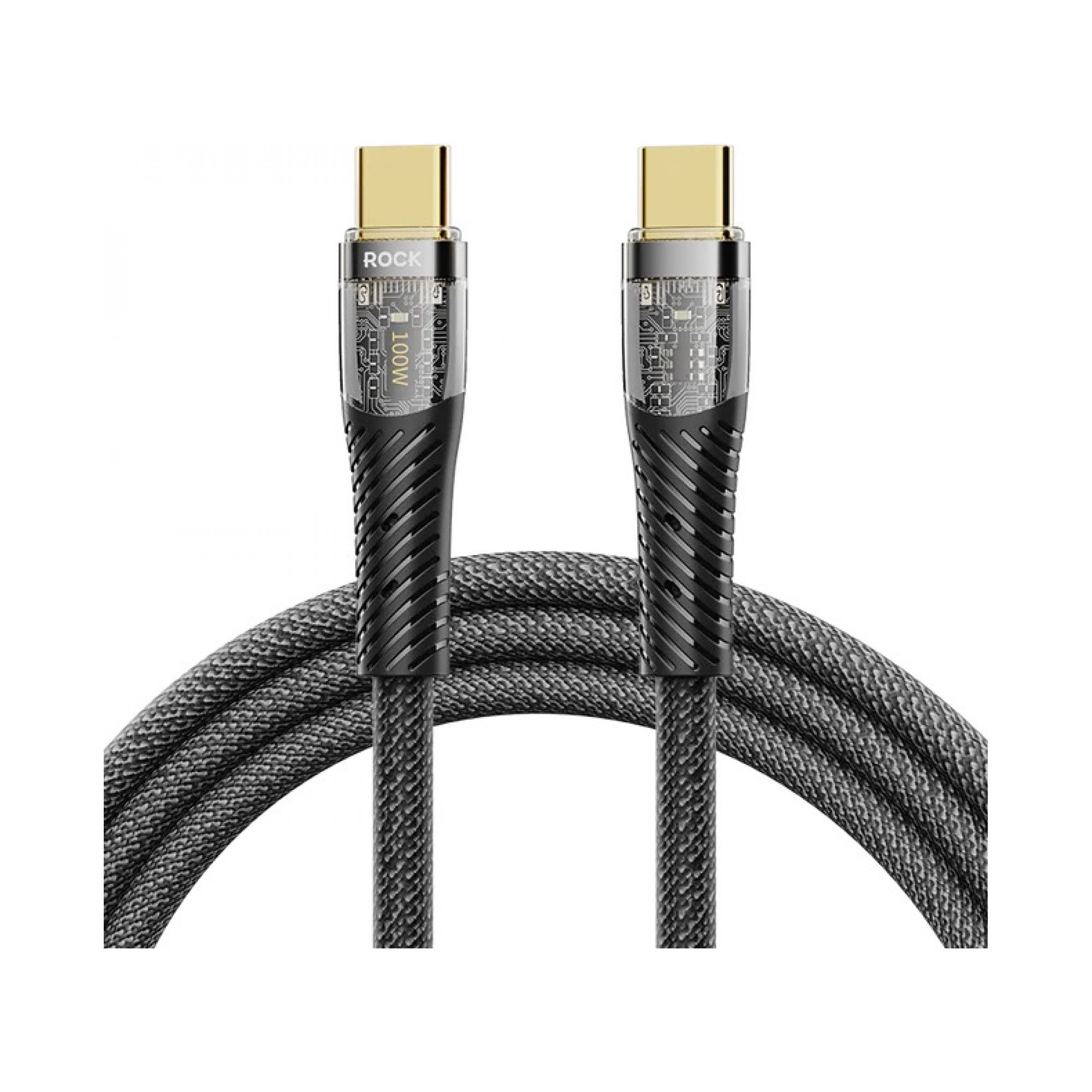 Rock 100W Type-C to Type-C PD 1.2m Altın Uç Kablo 6975653082892
