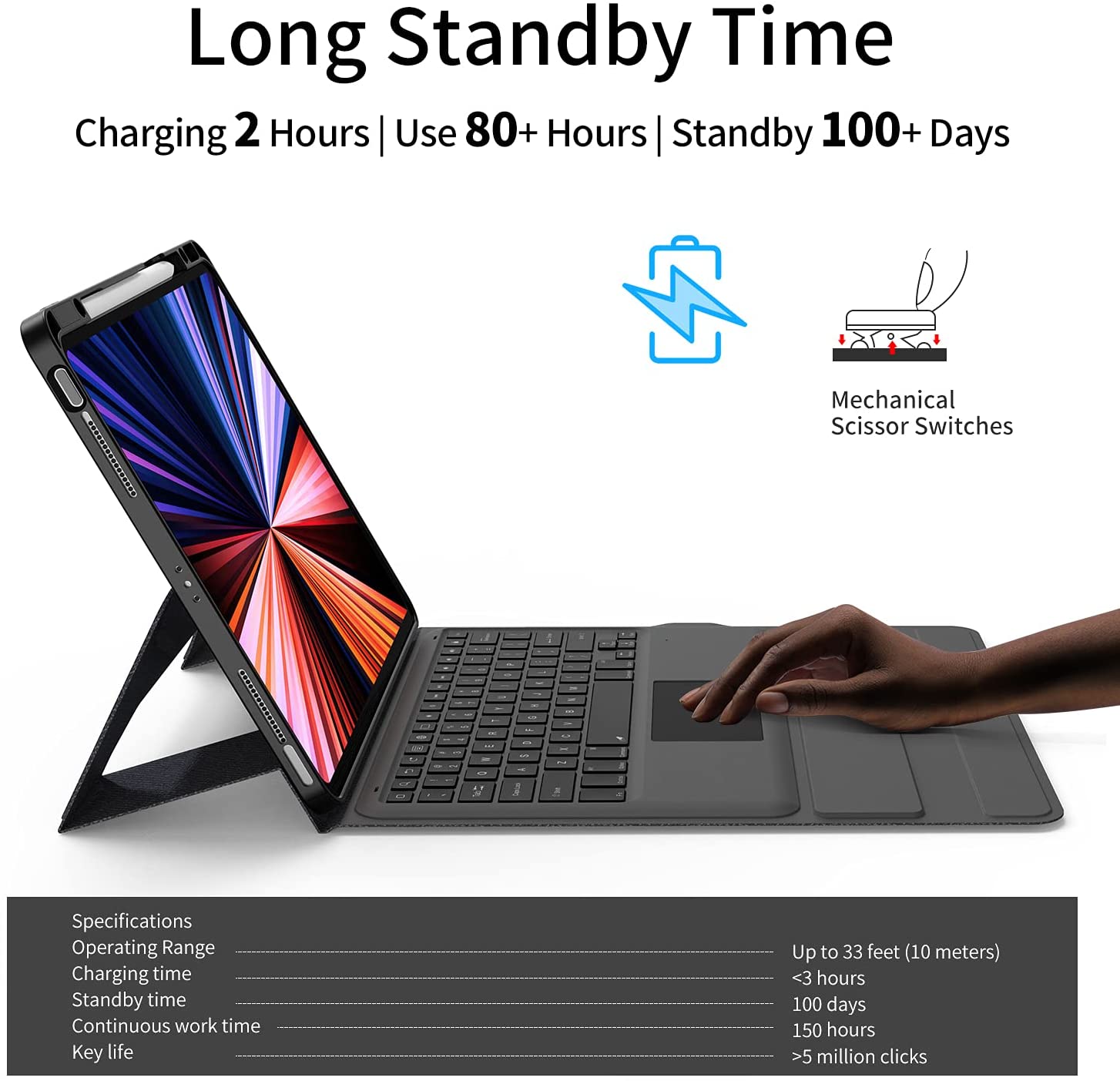 Daphnela iPad Air 13 6.Nesil Klavyeli Kılıf-Siyah 763250073650