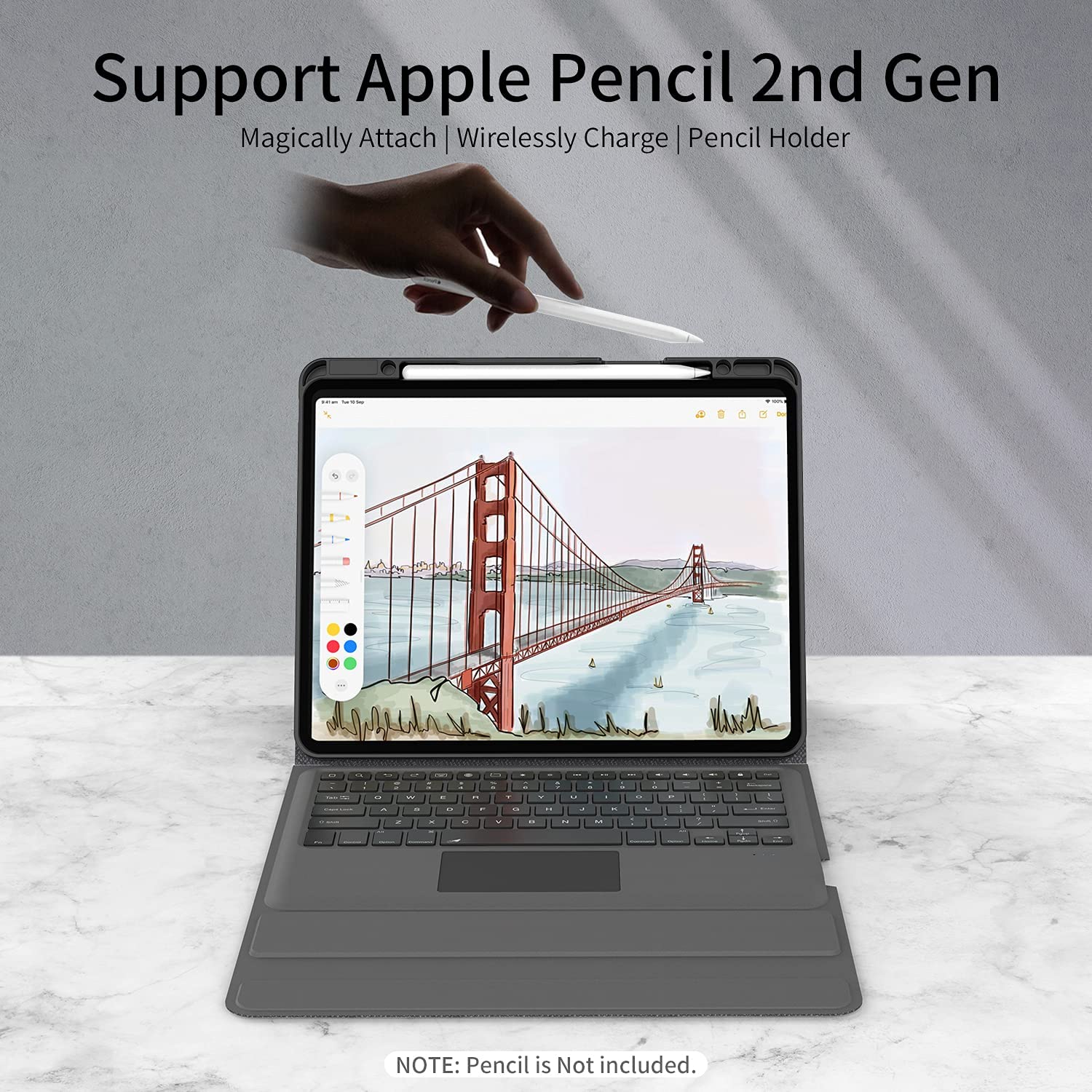 Daphnela iPad Pro 13 2024 Klavyeli Kılıf-Siyah 763250073674