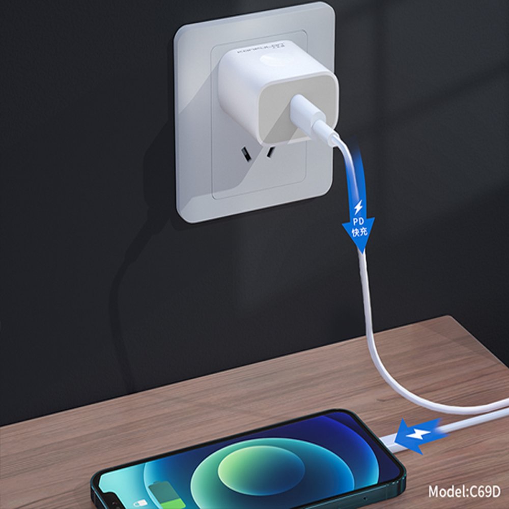Konfulon 20W Şarj Seti Type-C Kablo/Adaptör-Beyaz 8683140622831