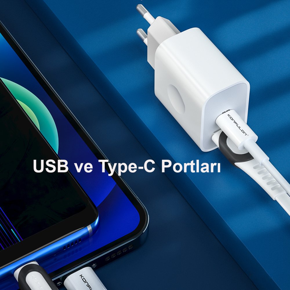 Konfulon 20W Type-C ve Usb 3.0 Şarj Adaptörü 8683140622848