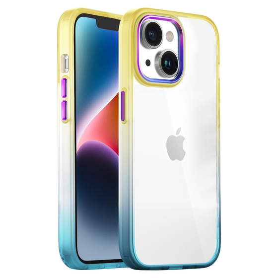 Buff iPhone 14 Air Bumper Rainbow Kılıf - Sarı 8683548213266