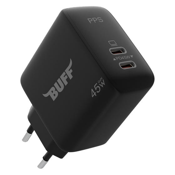 Buff 45W Hızlı Şarj Cihazı Dual PD Type-C - Siyah 8683548213990