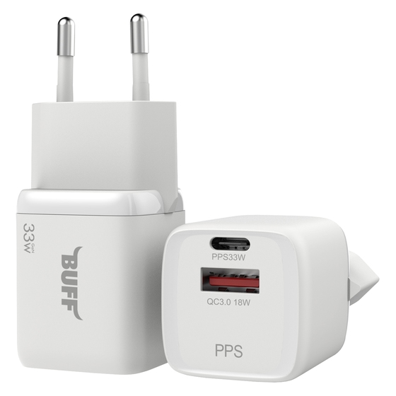 Buff  33W Hızlı Şarj 3 Port Şarj Adaptörü - Beyaz 8683548214034