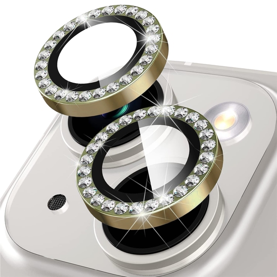 Buff iPhone 14/Plus Diamond Lens Koruyucu-Altın 8683548215932