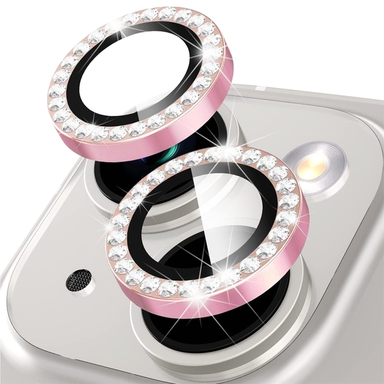 Buff iPhone 14/Plus Diamond Lens Koruyucu-Pembe 8683548215956